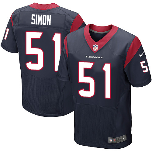 Men's Elite John Simon Nike Jersey Navy Blue Home - #51 NFL Houston Texans